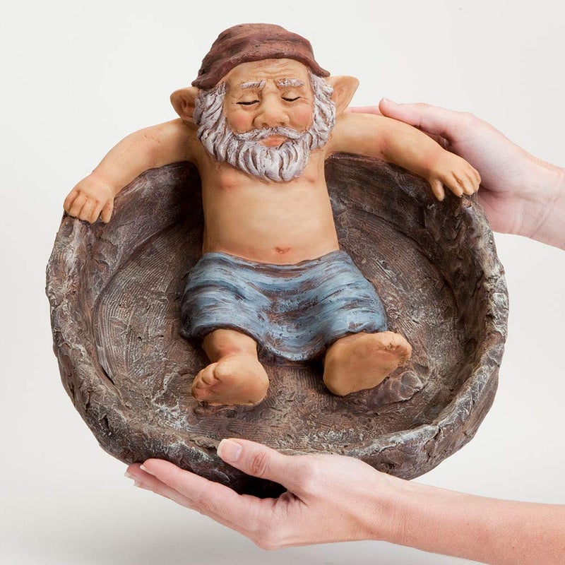 Bits and Pieces - Gnome Relaxing Pool - Elf Birdbath Garden Art Statue - Outdoor Garden Decor Sculpture - Image 3